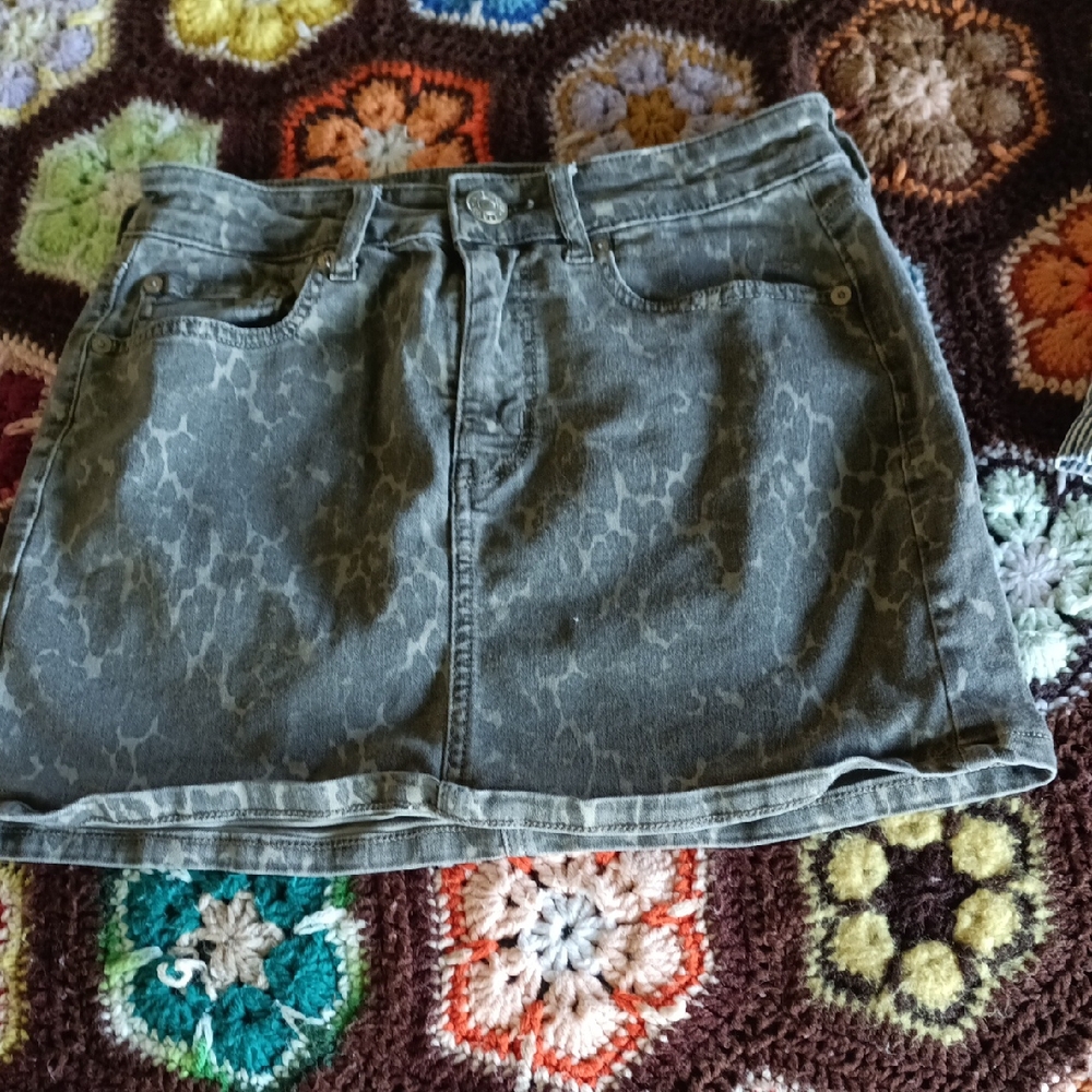 American Eagle Outfitters Blue and Yellow Mini Pencil Skirt